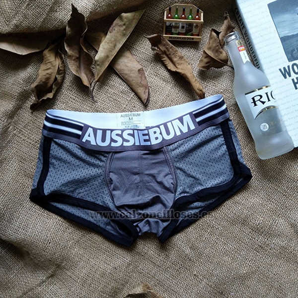 Boxer Aussiebum Hombre Malla Apagado Gris Negro 
